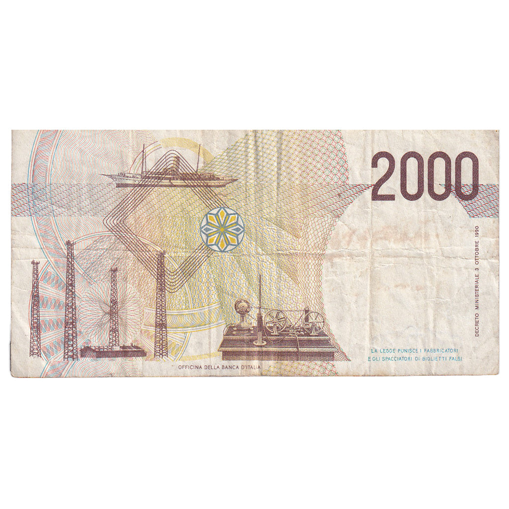 Banknote, Italy, 2000 Lire, 1990-1992, Undated (1990-92), KM:115, VF(20-25)