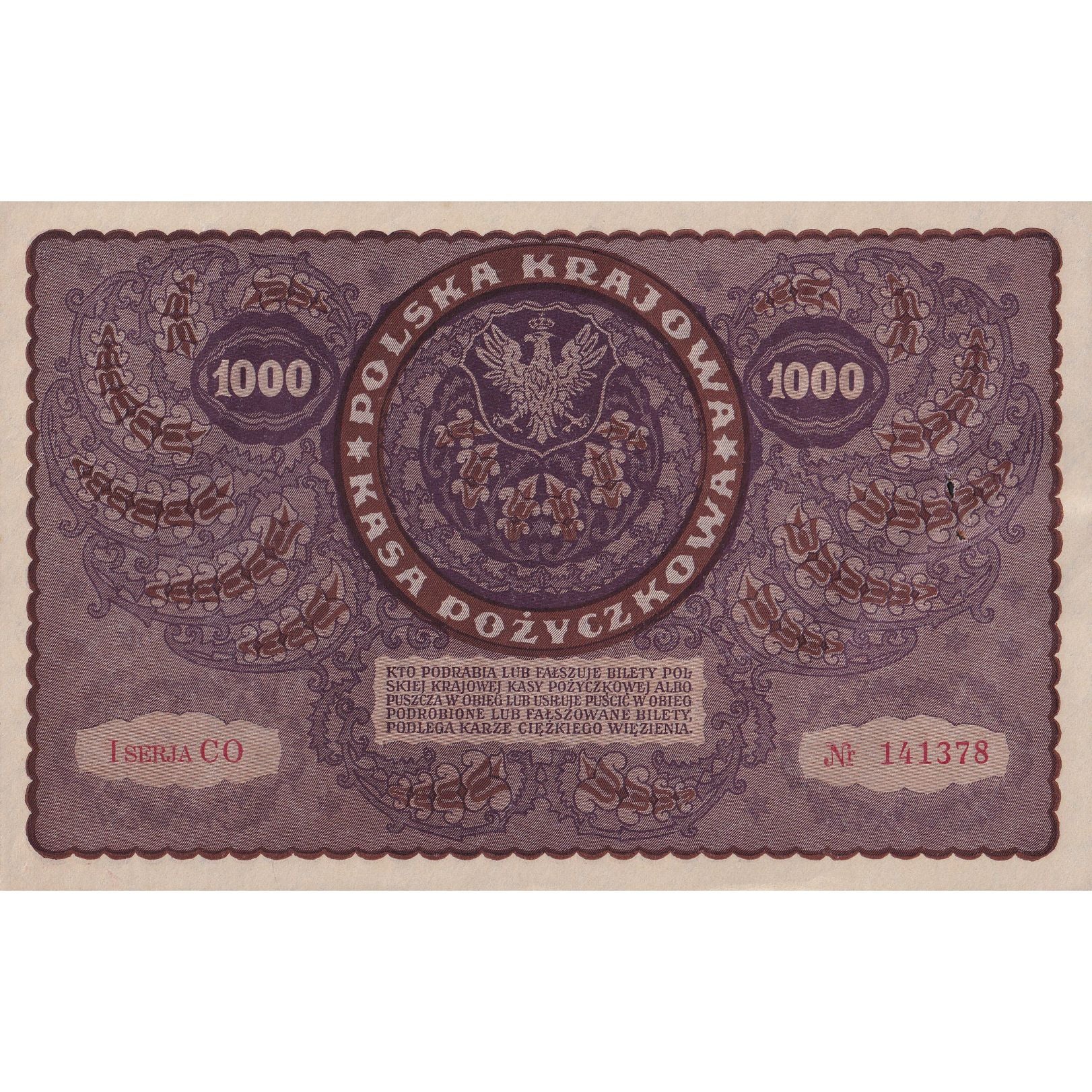 Banknote, Poland, 1000 Marek, 1919, 1919-08-23, KM:29, AU(55-58)