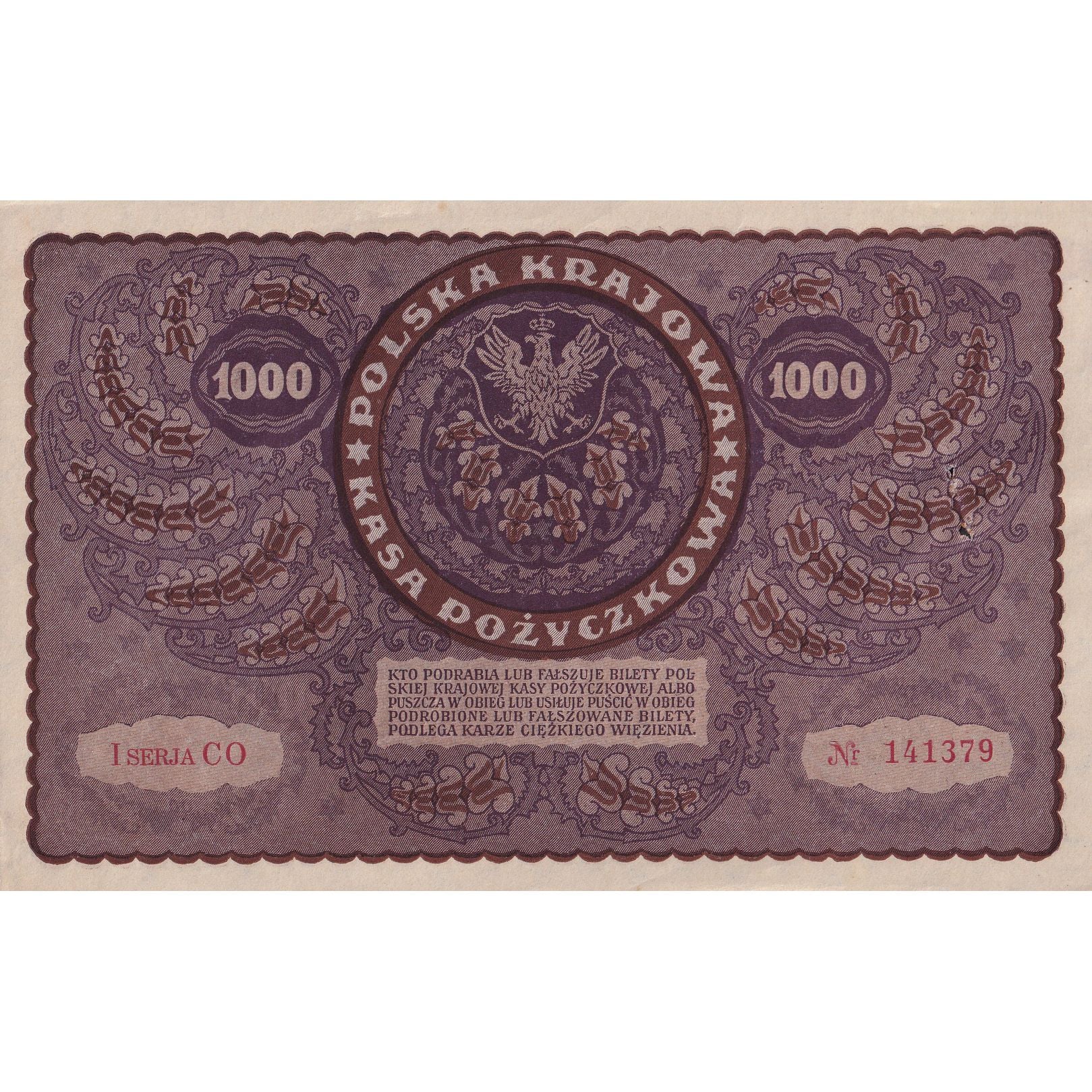 Geldschein, Polen, 1000 Marek, 1919, 1919-08-23, KM:29, VZ