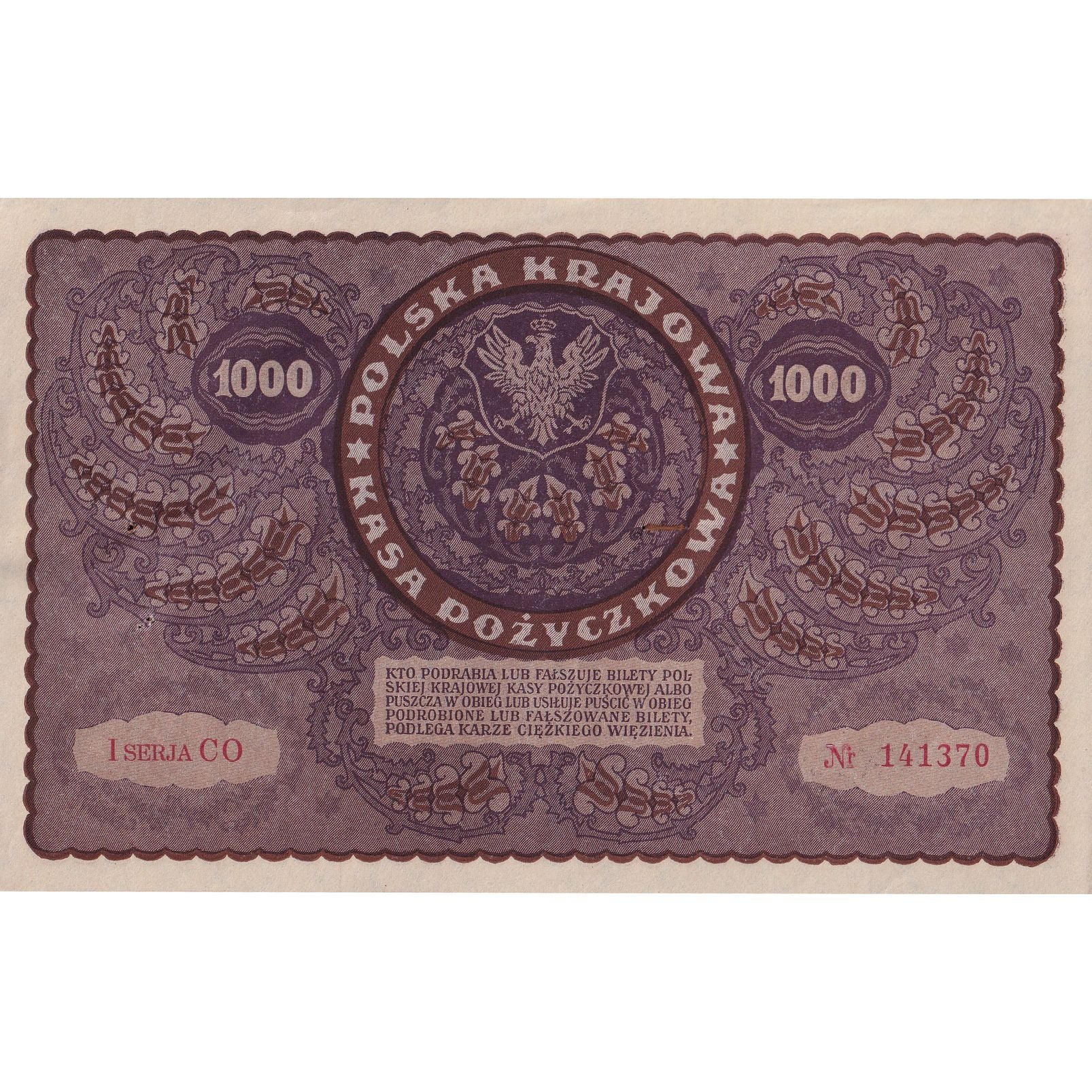 Banknot, Polska, 1000 Marek, 1919, 1919-08-23, KM:29, AU(55-58)