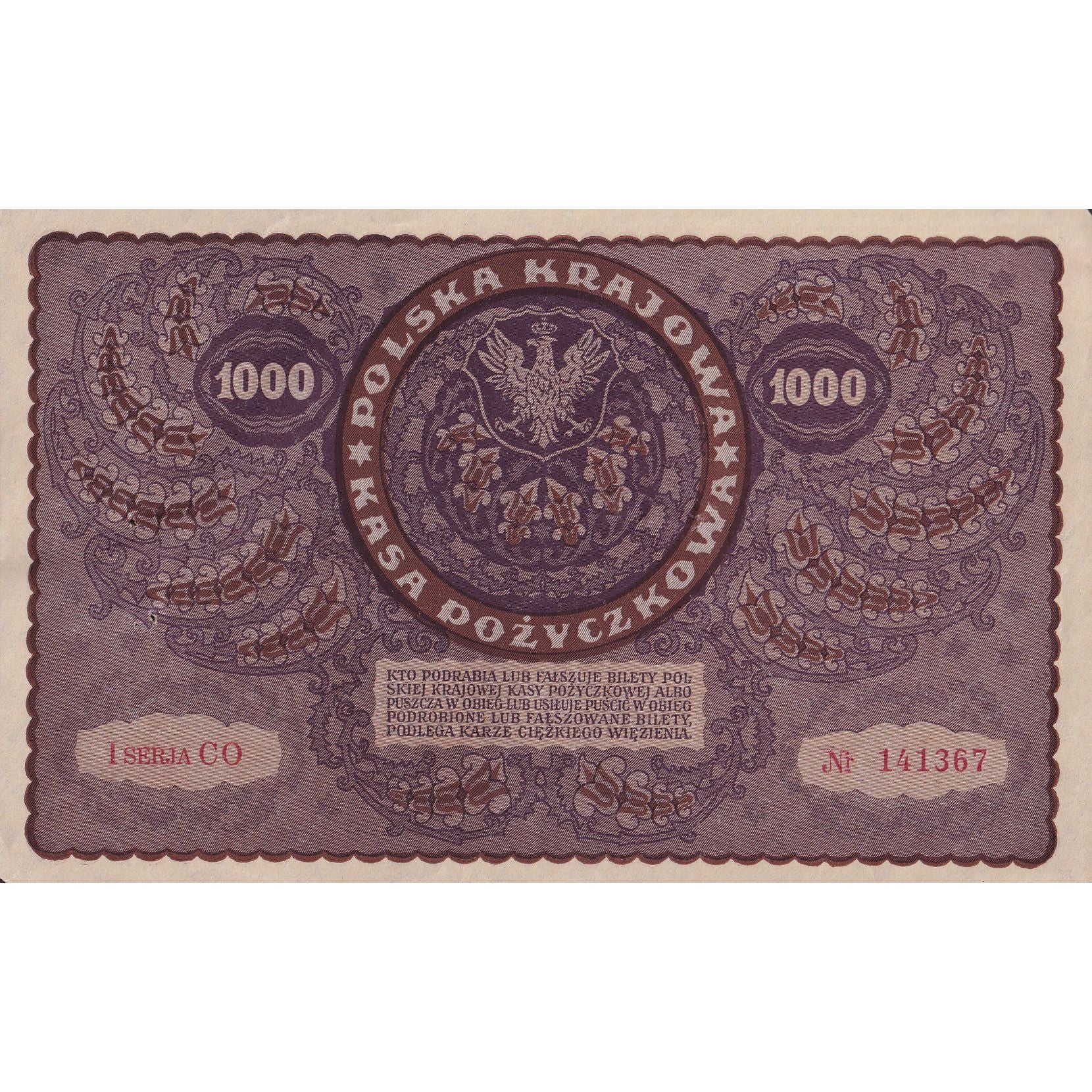 Banknot, Polska, 1000 Marek, 1919, 1919-08-23, KM:29, EF(40-45)