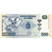 Biljet, Democratische Republiek Congo, 500 Francs, 2002, 2002-01-04, NIEUW