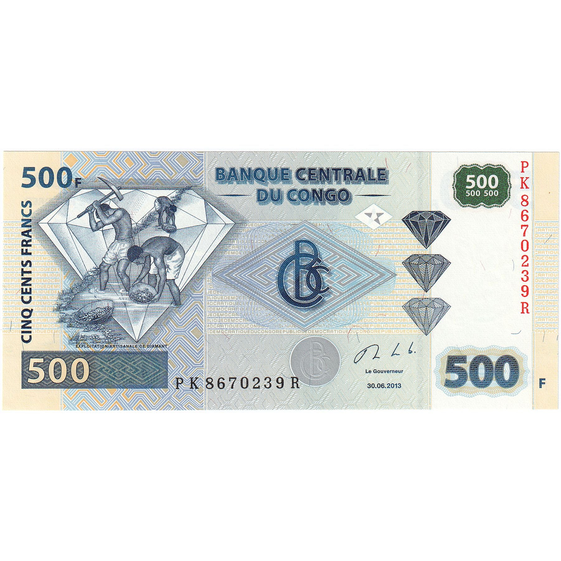 Banknote, Congo Democratic Republic, 500 Francs, 2002, 2002-01-04, UNC(65-70)