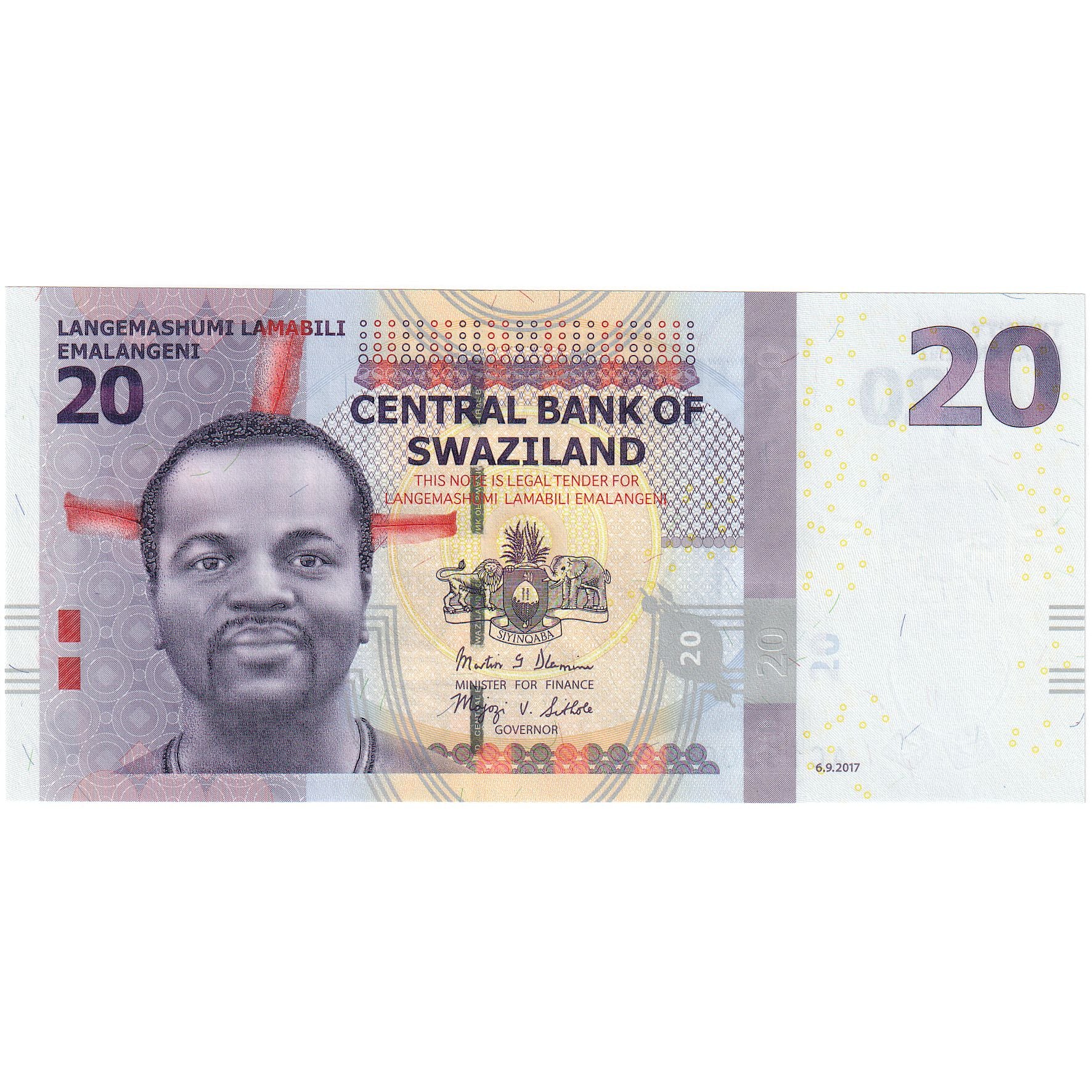 Suazi, 20 Emalangeni, 2017, 2017-09-06, KM:37a, UNC(65-70)