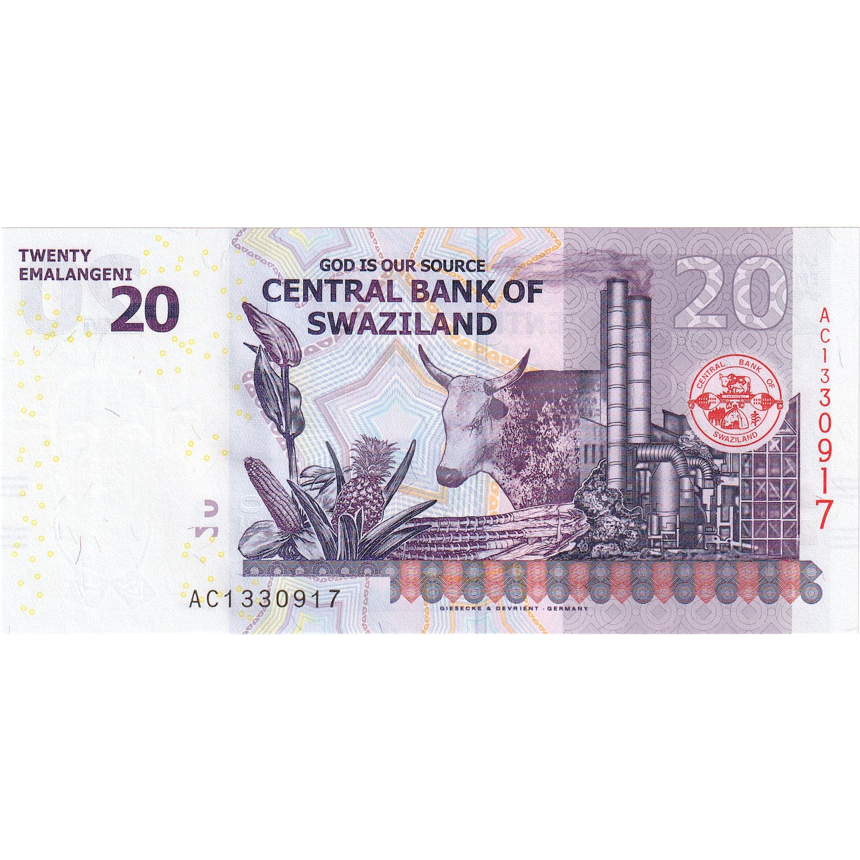 Swaziland, 20 Emalangeni, 2017, 2017-09-06, KM:37a, UNC(65-70)