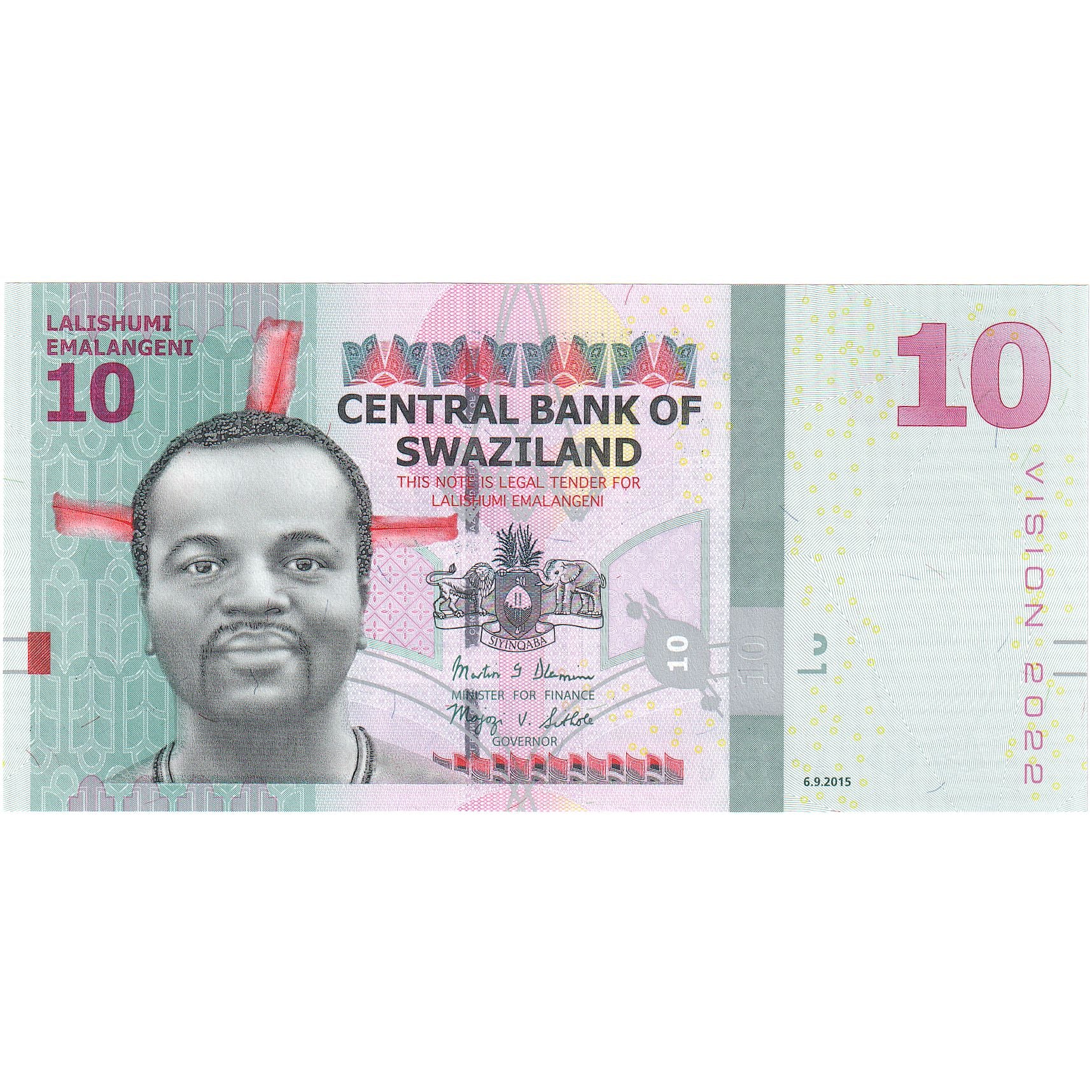 Eswatini, 10 Emalangeni, 2015, 2015-09-06, KM:36a, NEUF