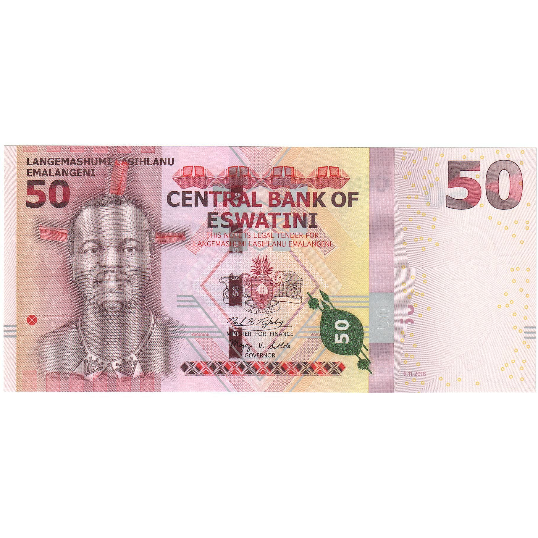 Swaziland, 50 Emalangeni, 2018, 2018-11-09, KM:38a, UNC(65-70)