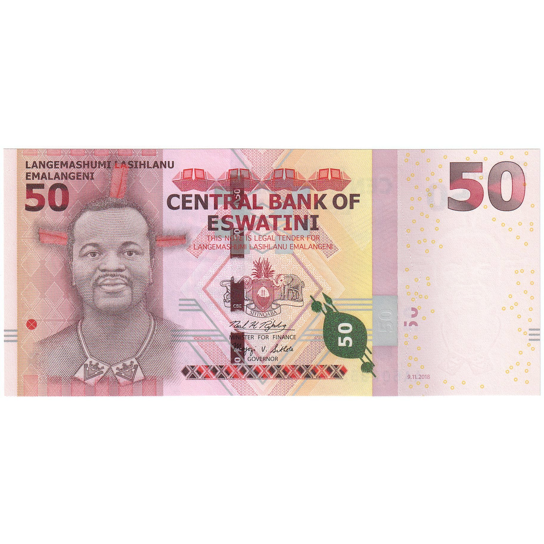 Swaziland, 50 Emalangeni, 2018, 2018-11-09, KM:38a, UNC(65-70)