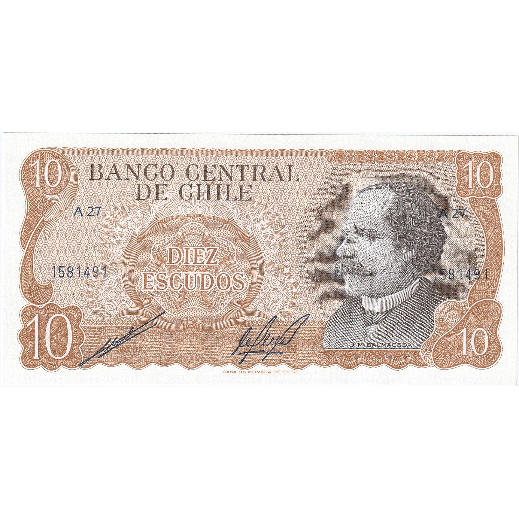 Chili, 10 Escudos, KM:143, NEUF