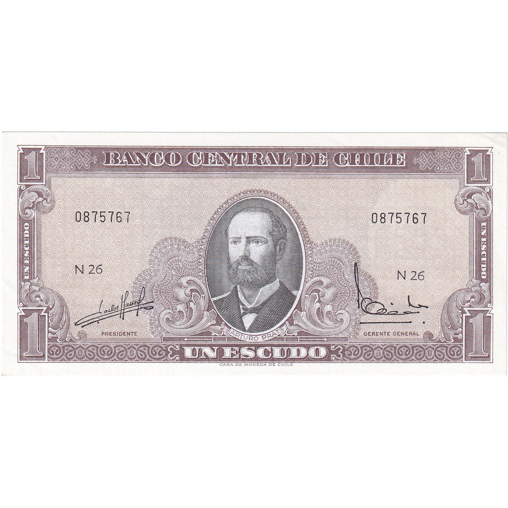 Chili, 1 Escudo, Undated (1964), KM:136, NIEUW