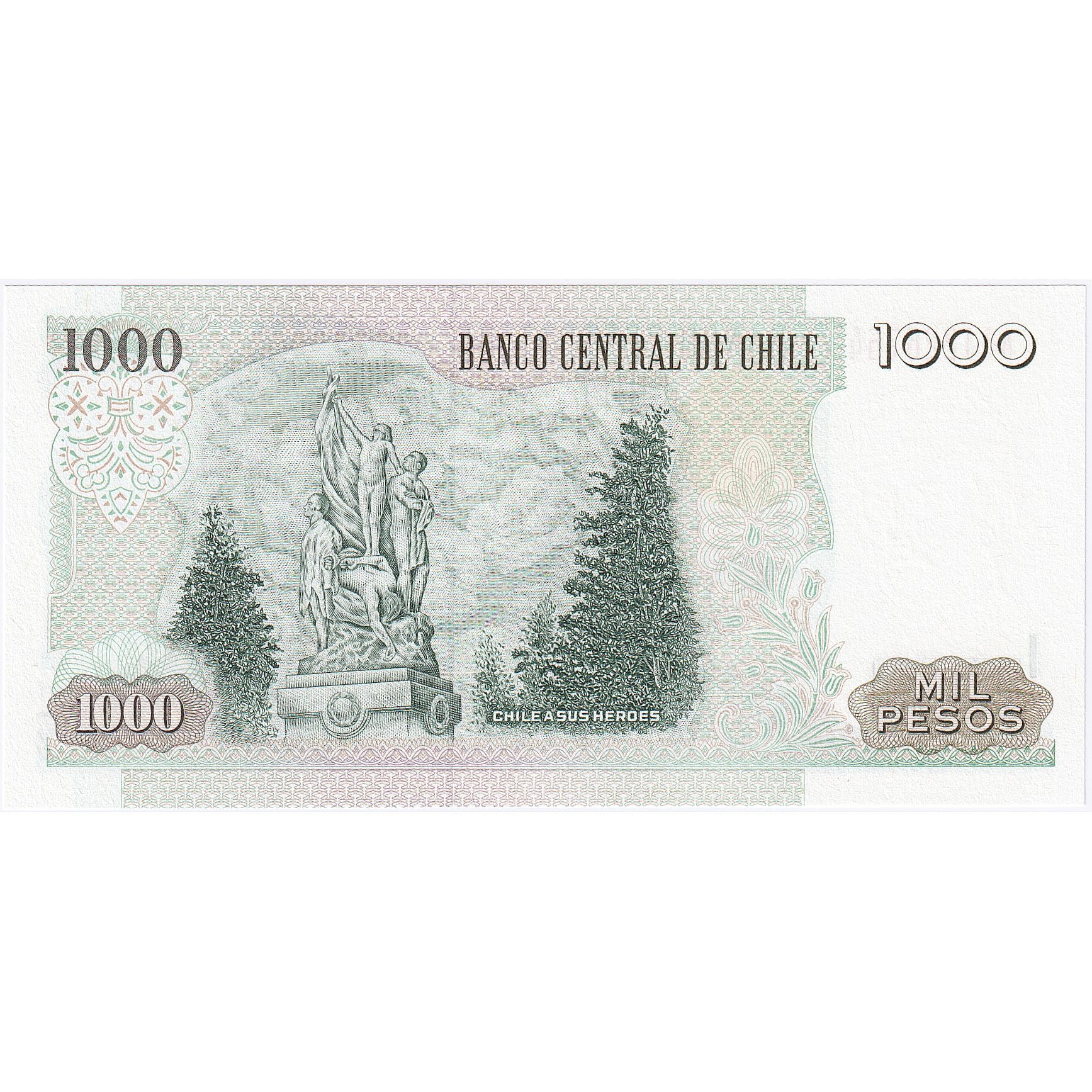 Chile, 1000 Pesos, 2008, KM:154g, UNZ