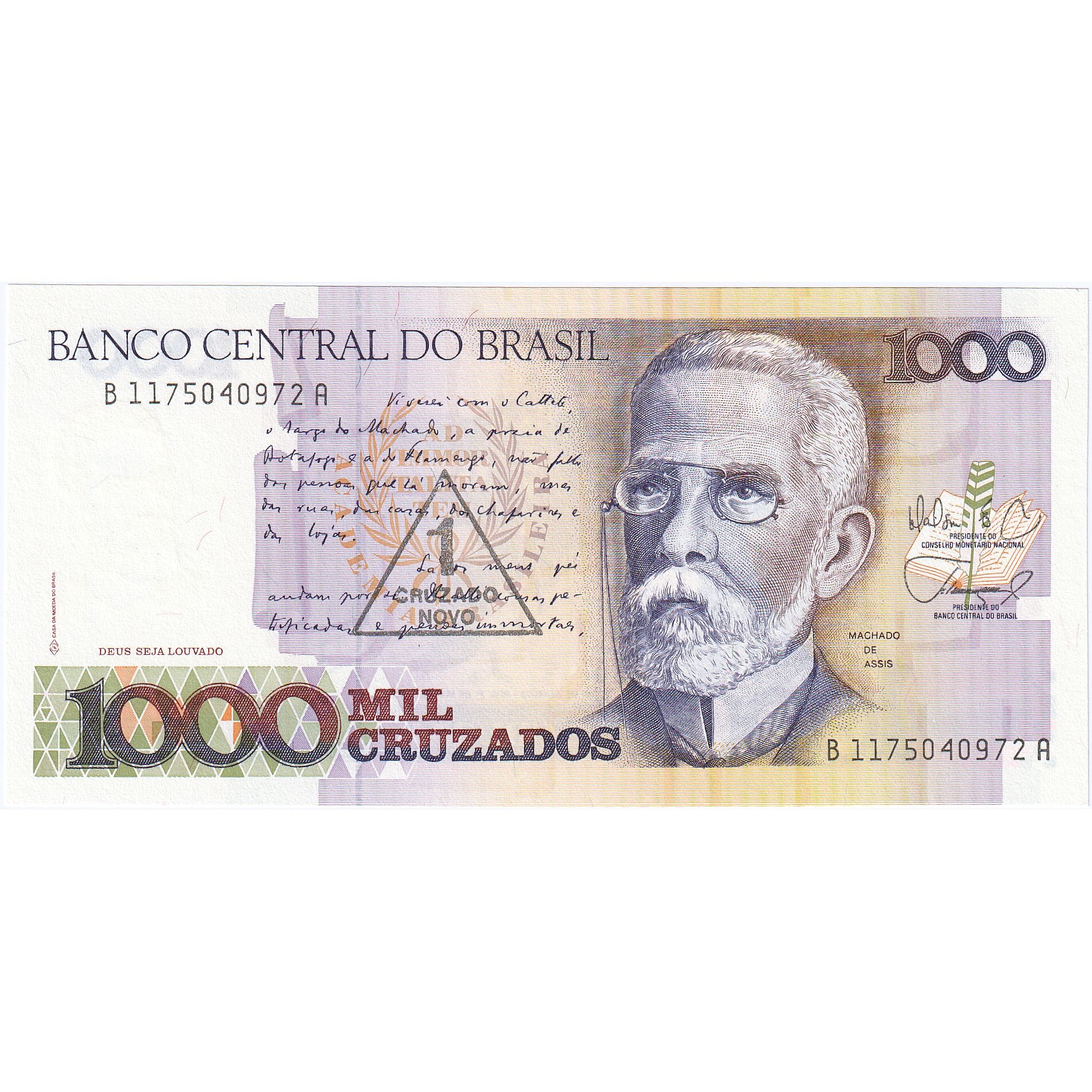 Brasilien, 1 Cruzado Novo on 1000 Cruzados, UNZ