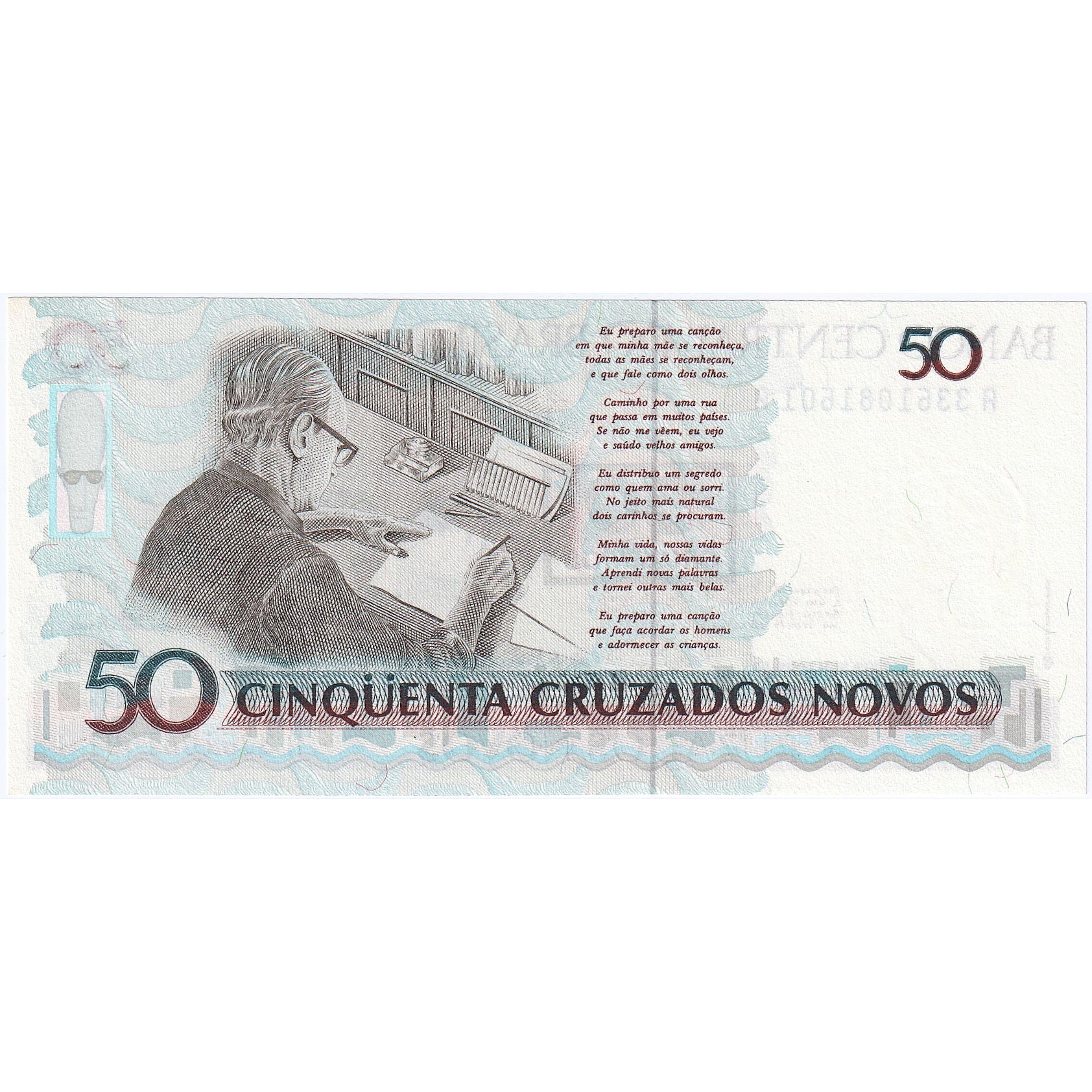 Brasilien, 50 Cruzeiros on 50 Cruzados Novos, Undated (1996), KM:223, UNZ-