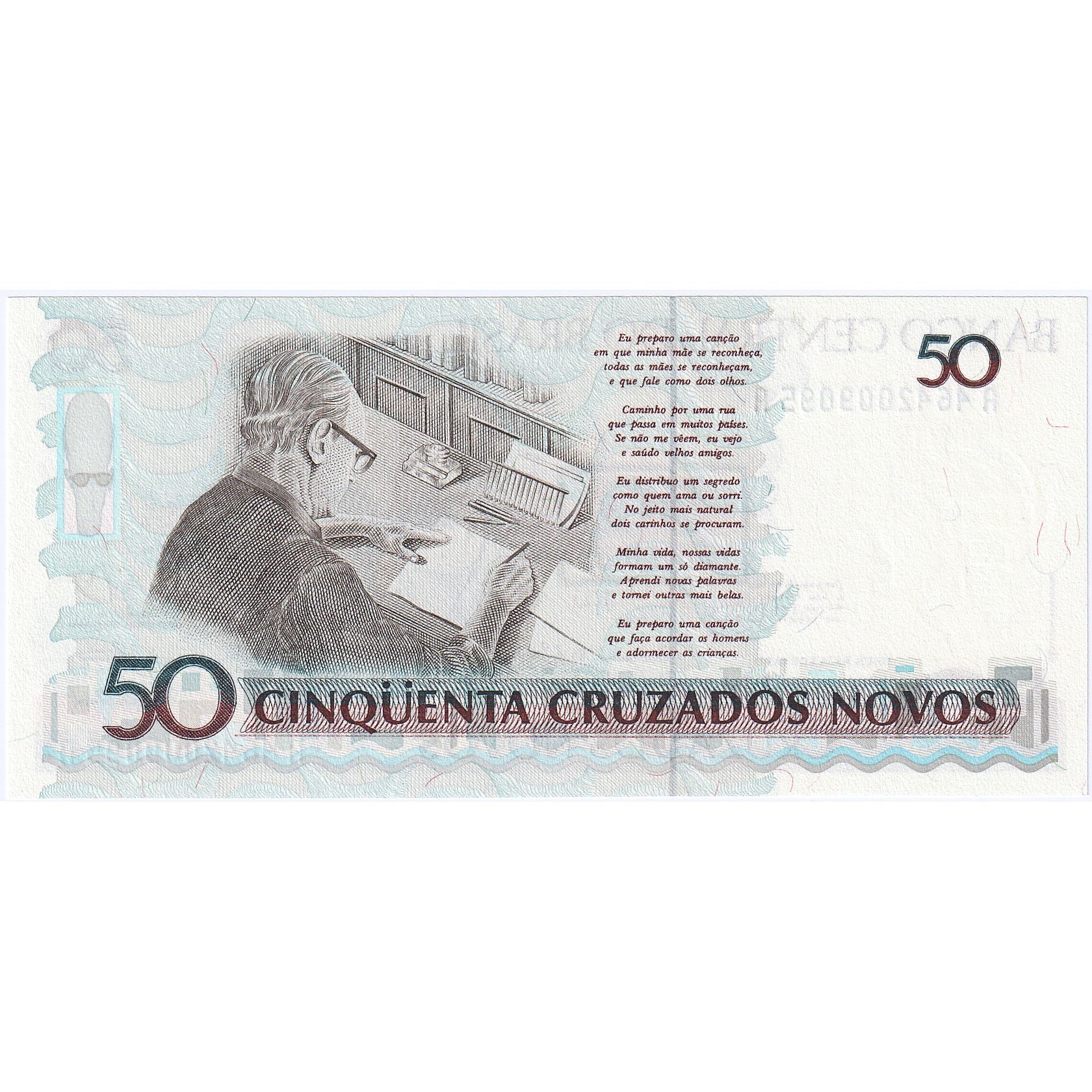 Brasilien, 50 Cruzeiros on 50 Cruzados Novos, Undated (1996), KM:223, UNZ