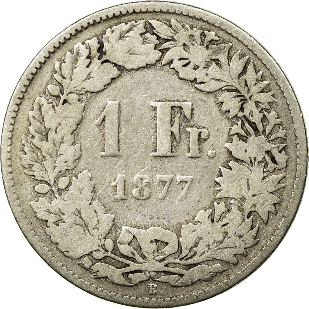 Switzerland, Franc, 1877, Bern, Silver, VF(20-25), KM:24