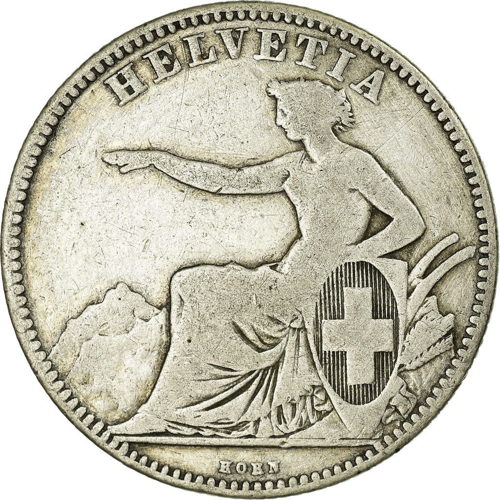 Switzerland, 2 Francs, 1862, Bern, Silver, VF(30-35), KM:10a