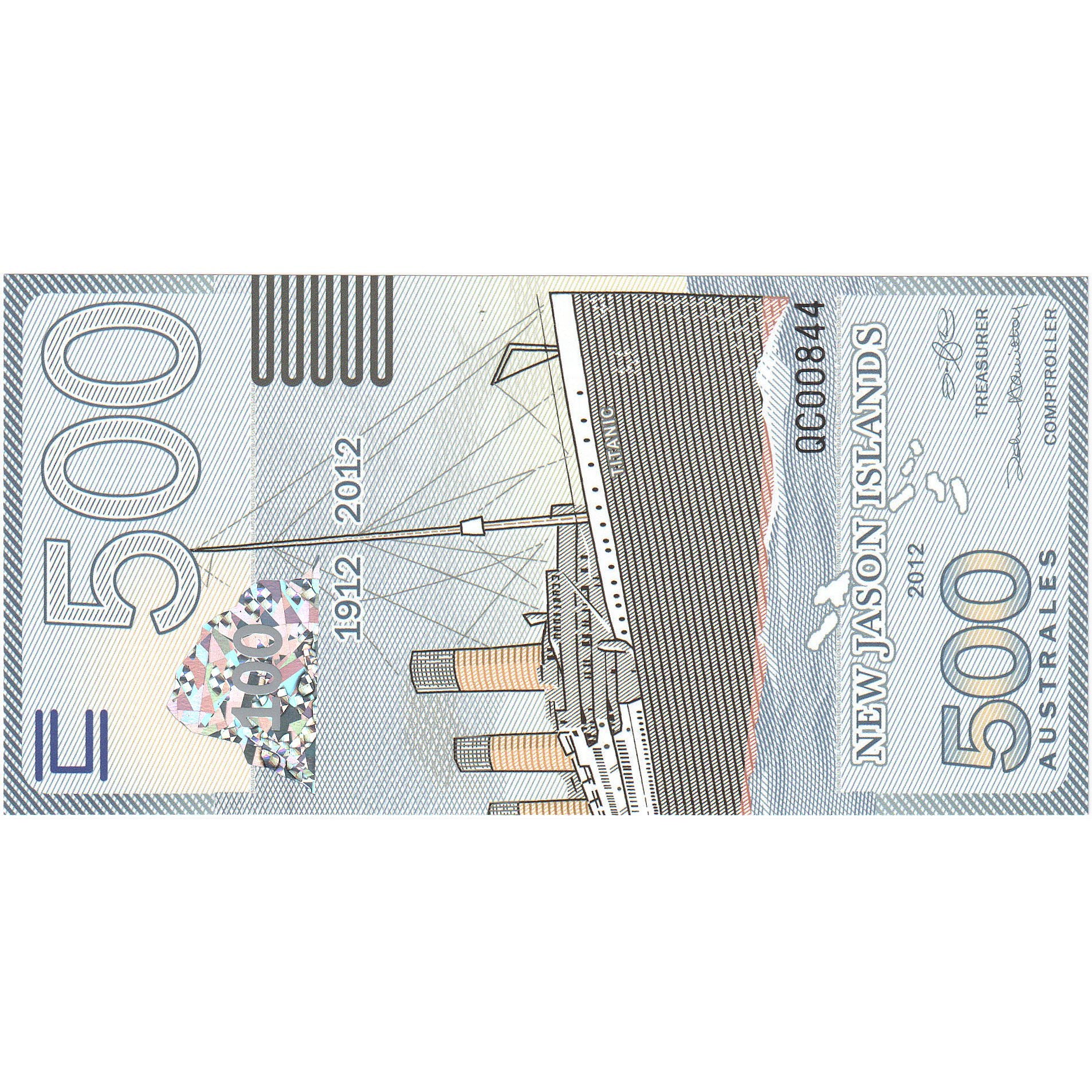 Banconote, Regno Unito, 500 Australes, 2012, NEW JASON ISLAND, FDS