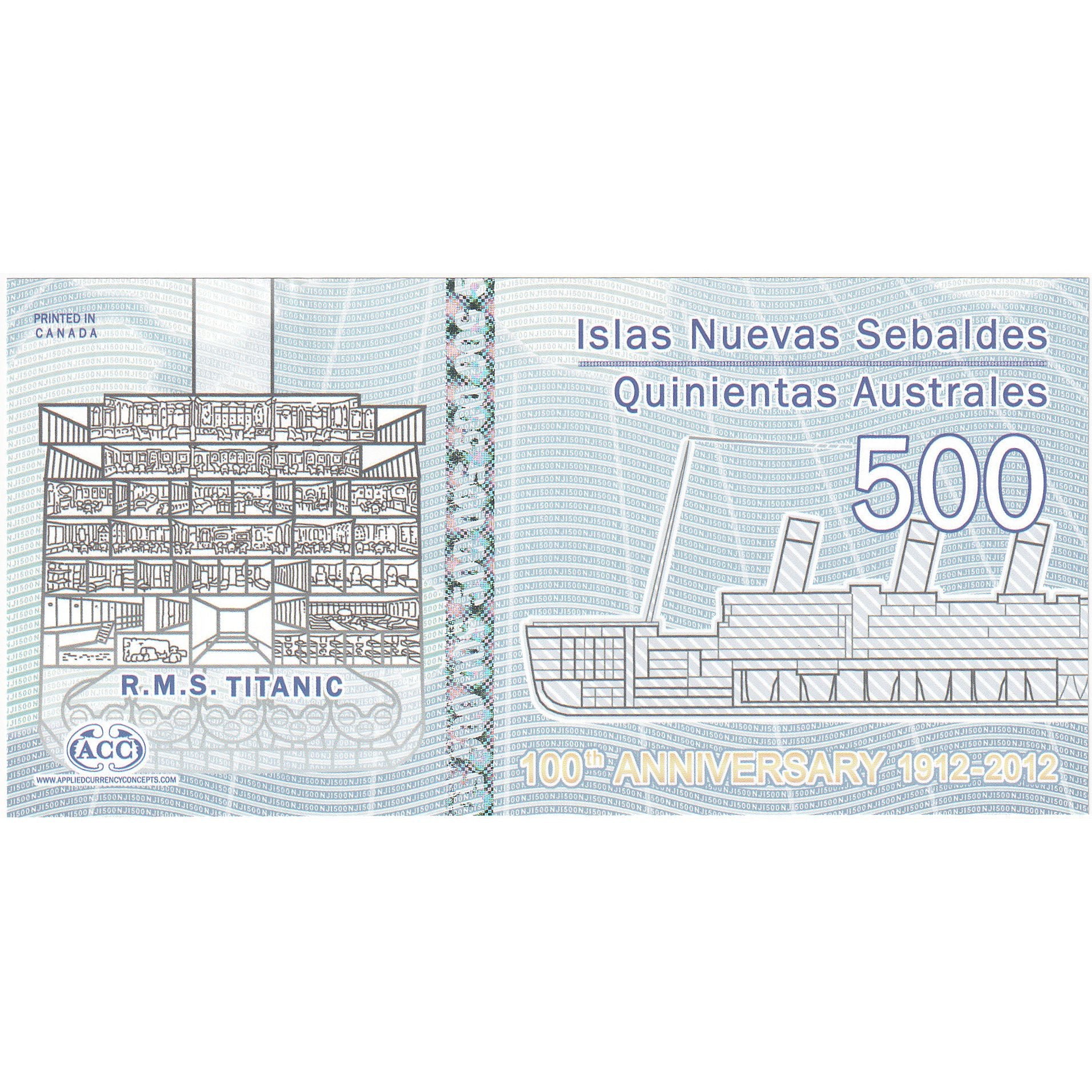 Banconote, Regno Unito, 500 Australes, 2012, NEW JASON ISLAND, FDS