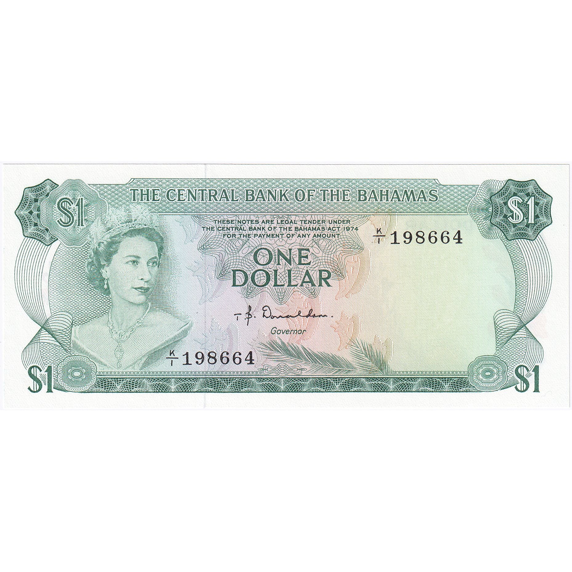 Geldschein, Bahamas, 1 Dollar, 1974, Undated (1974), KM:35a, UNZ