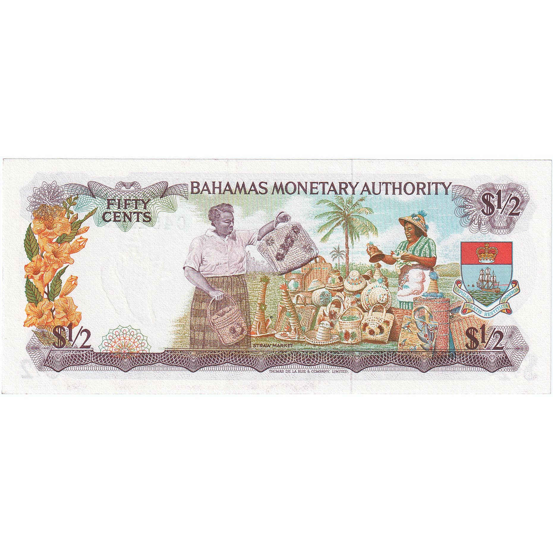 Billet, Bahamas, 1/2 Dollar, 1968, KM:26a, NEUF