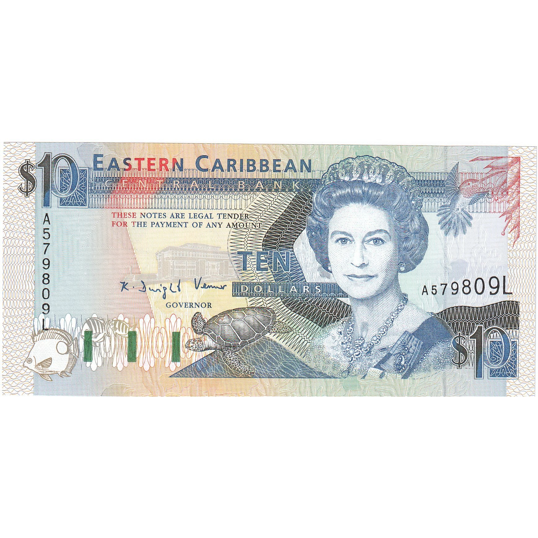 Etats des caraibes orientales, 10 Dollars, Undated (1994), KM:32k, NEUF