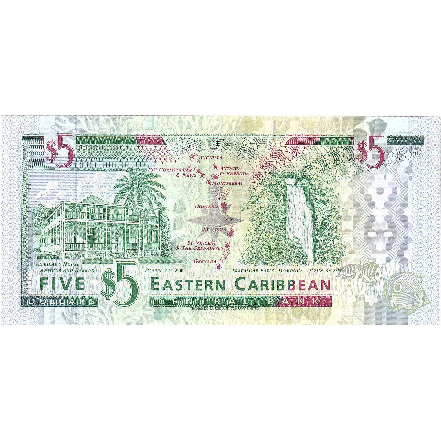 Staten van de oostelijke Caraïben, 5 Dollars, Undated (2000), KM:37d1, NIEUW