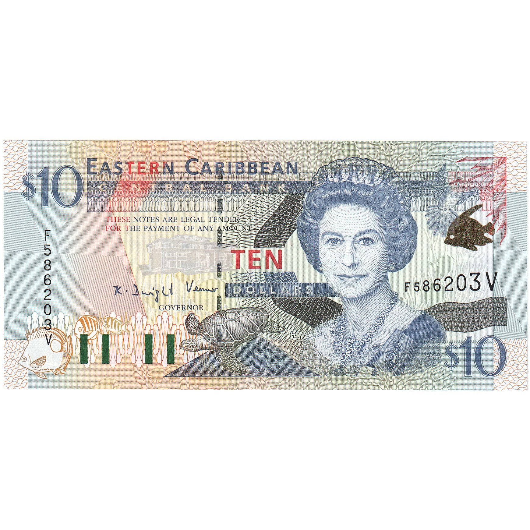 Etats des caraibes orientales, 10 Dollars, Undated (1994), KM:32k, NEUF