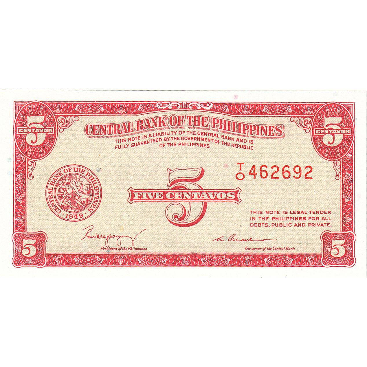 Filipinas, 5 Centavos, 1945, KM:125a, UNC(65-70)