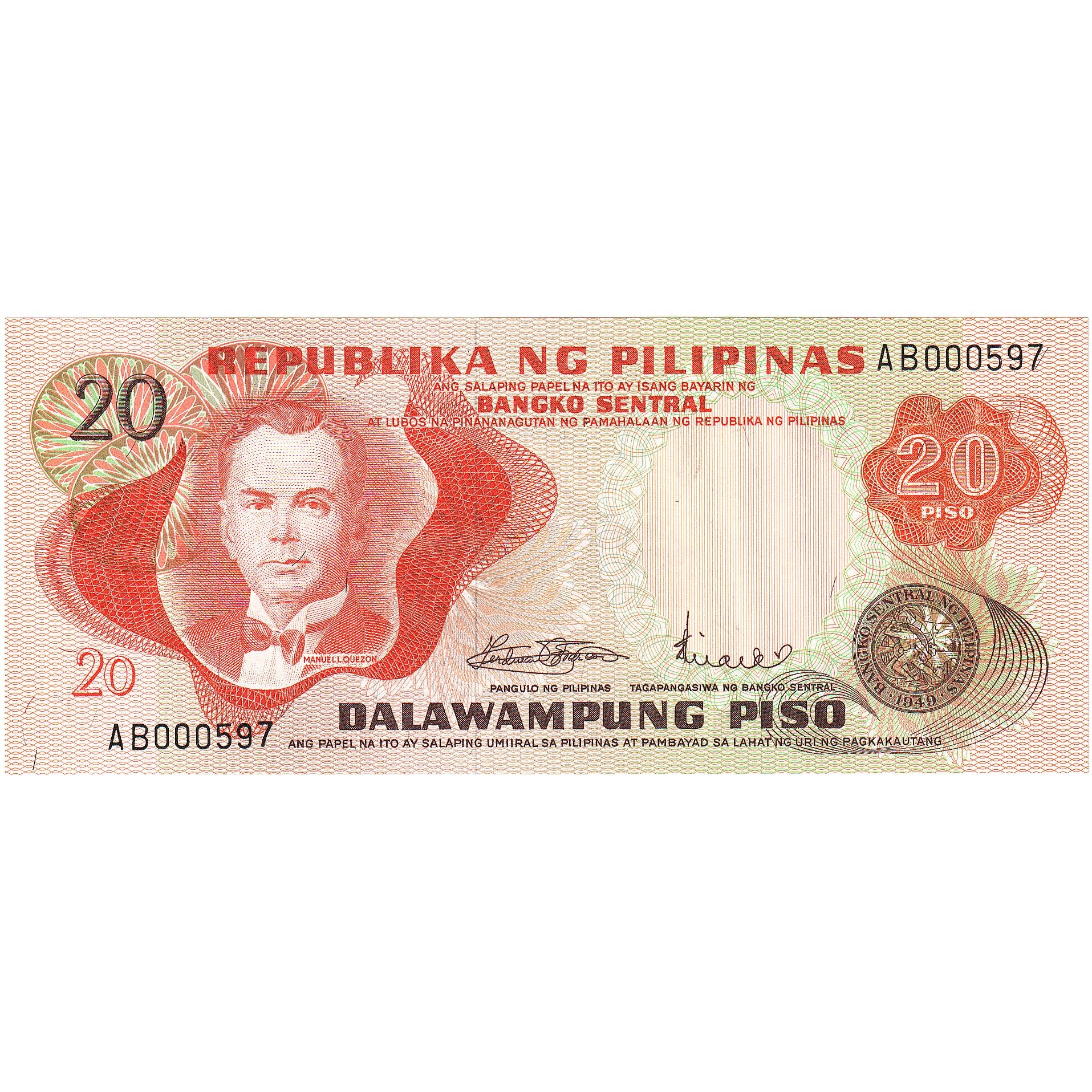Filipinas, 20 Piso, KM:150a, UNC(65-70)