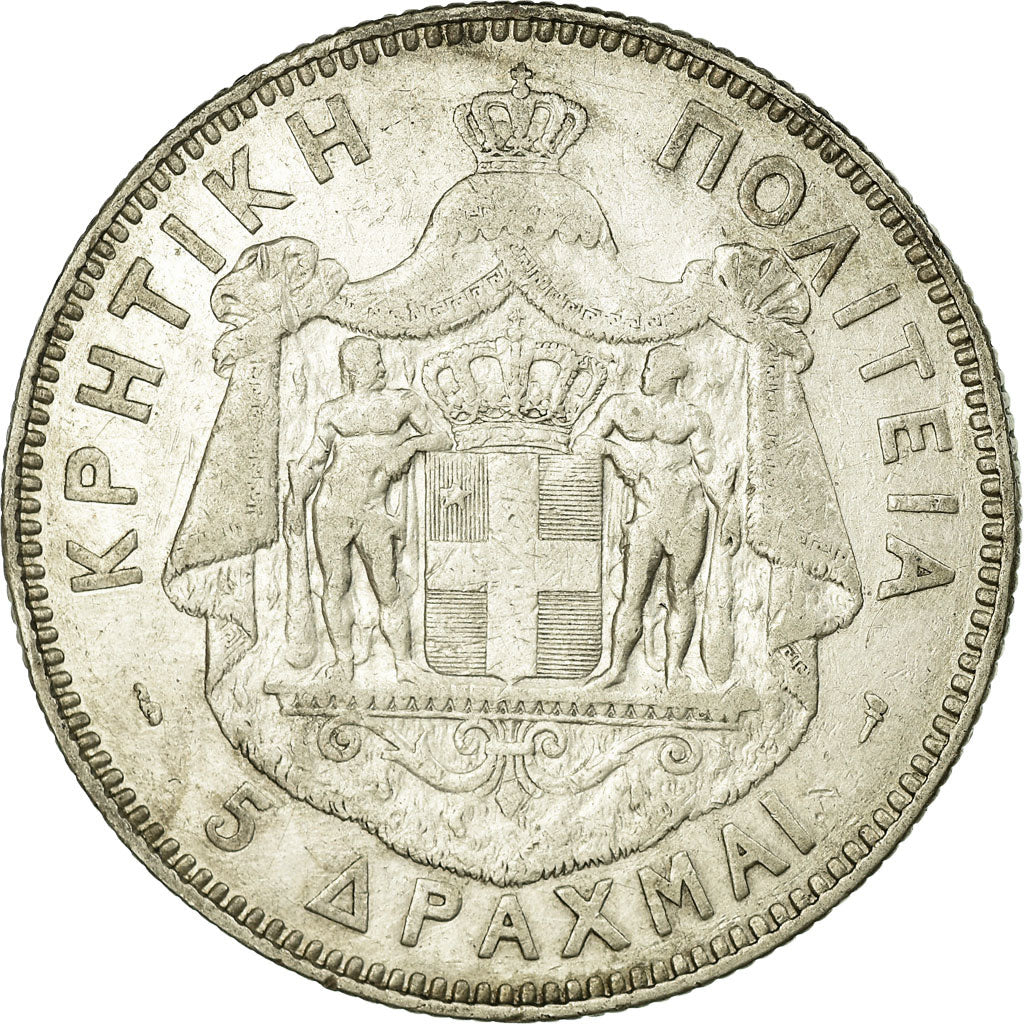 Crête, Prince George, 5 Drachmai, 1901, Paris, Rare, Argent, TB+, KM:9