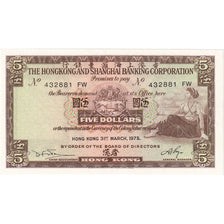 Hong Kong, 5 Dollars, 1975, 1975-03-31, KM:181f, UNC(65-70)