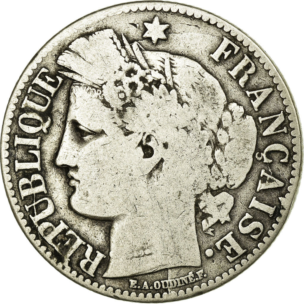 Francia, 2 Francs, Cérès, 1871, Bordeaux, Plata, BC+, Gadoury:530