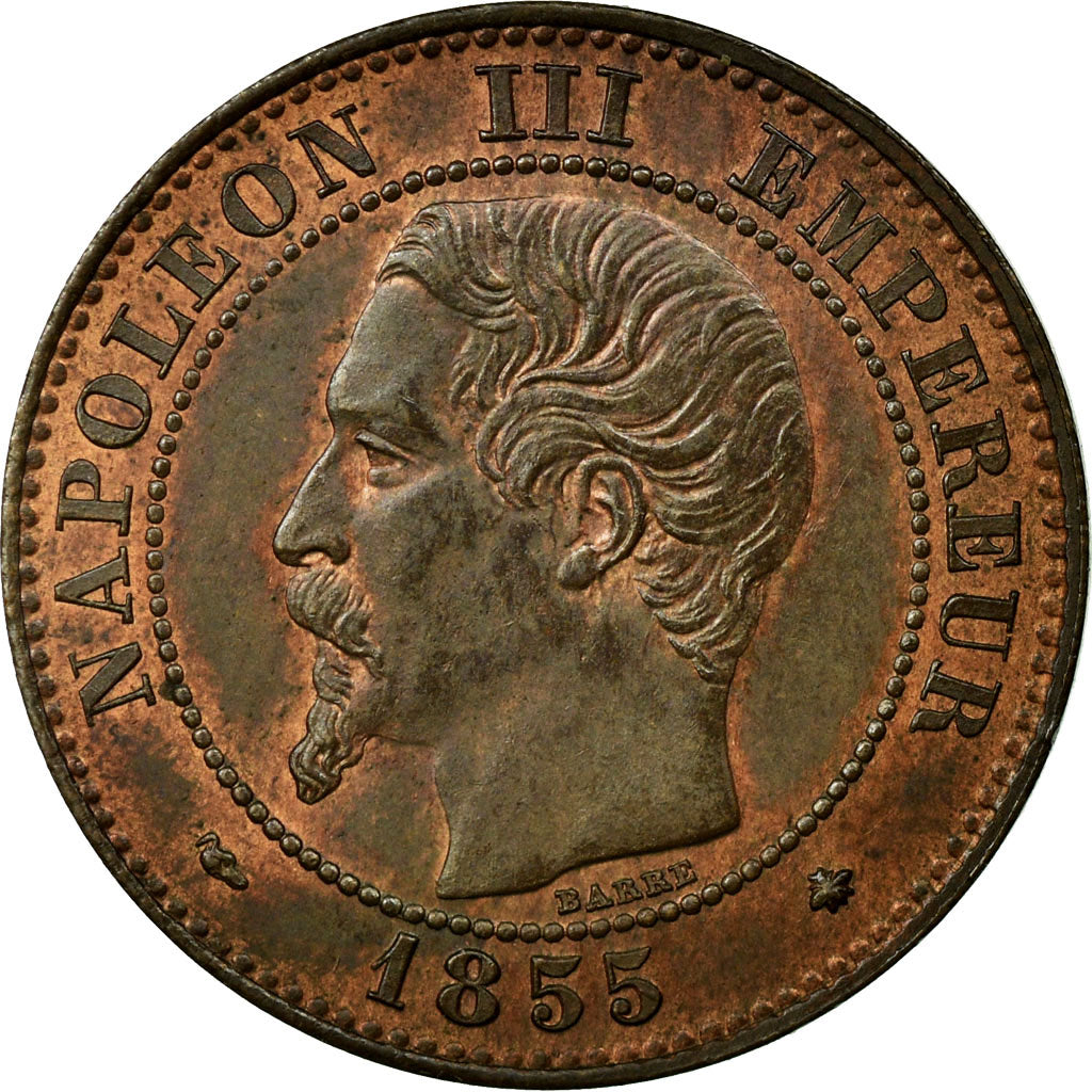 France, Napoleon III, 2 Centimes, Napoléon III, 1855, Strasbourg, Bronze