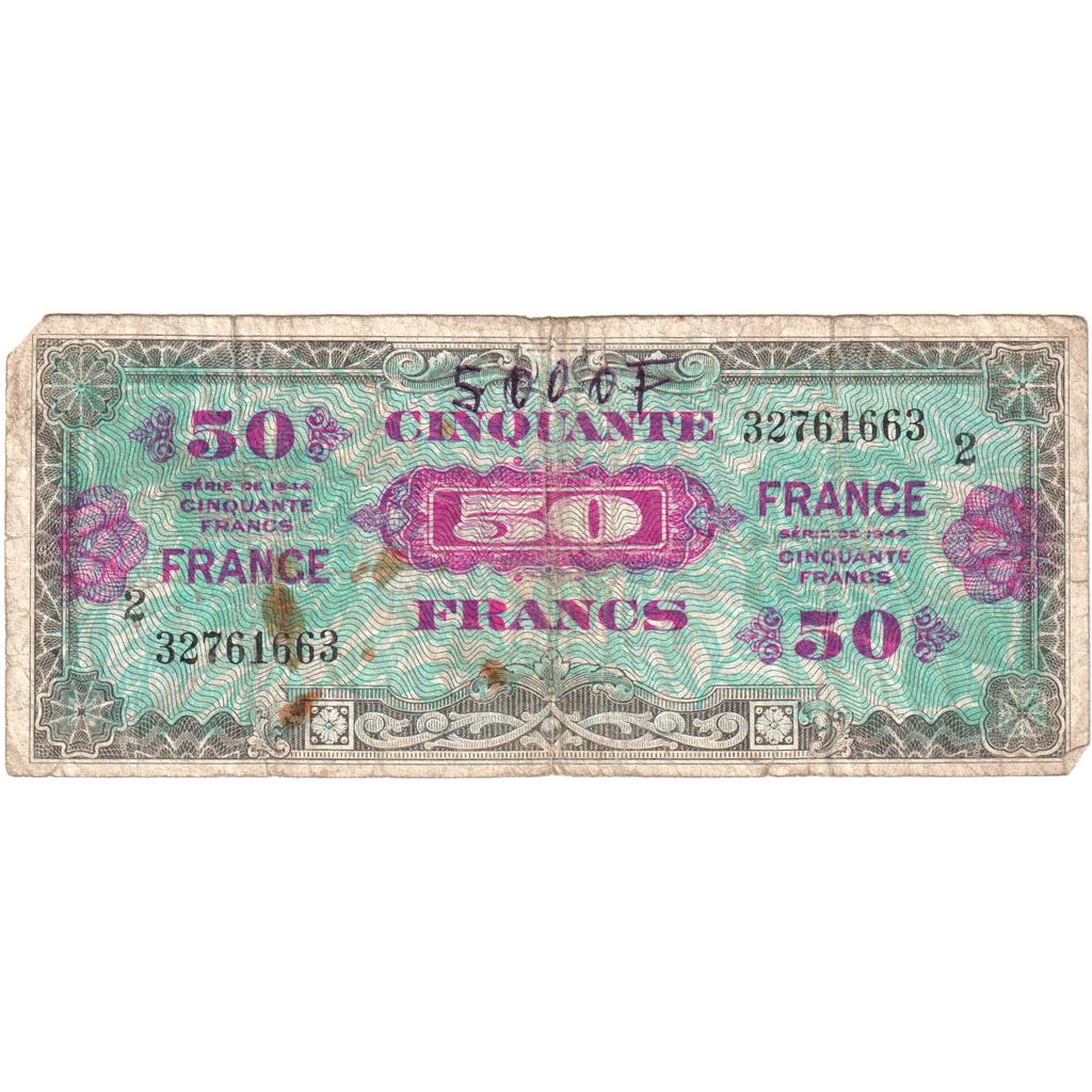 Frankrijk, 50 Francs, 1944, 32761663, TB, Fayette:VF24.02, KM:117a