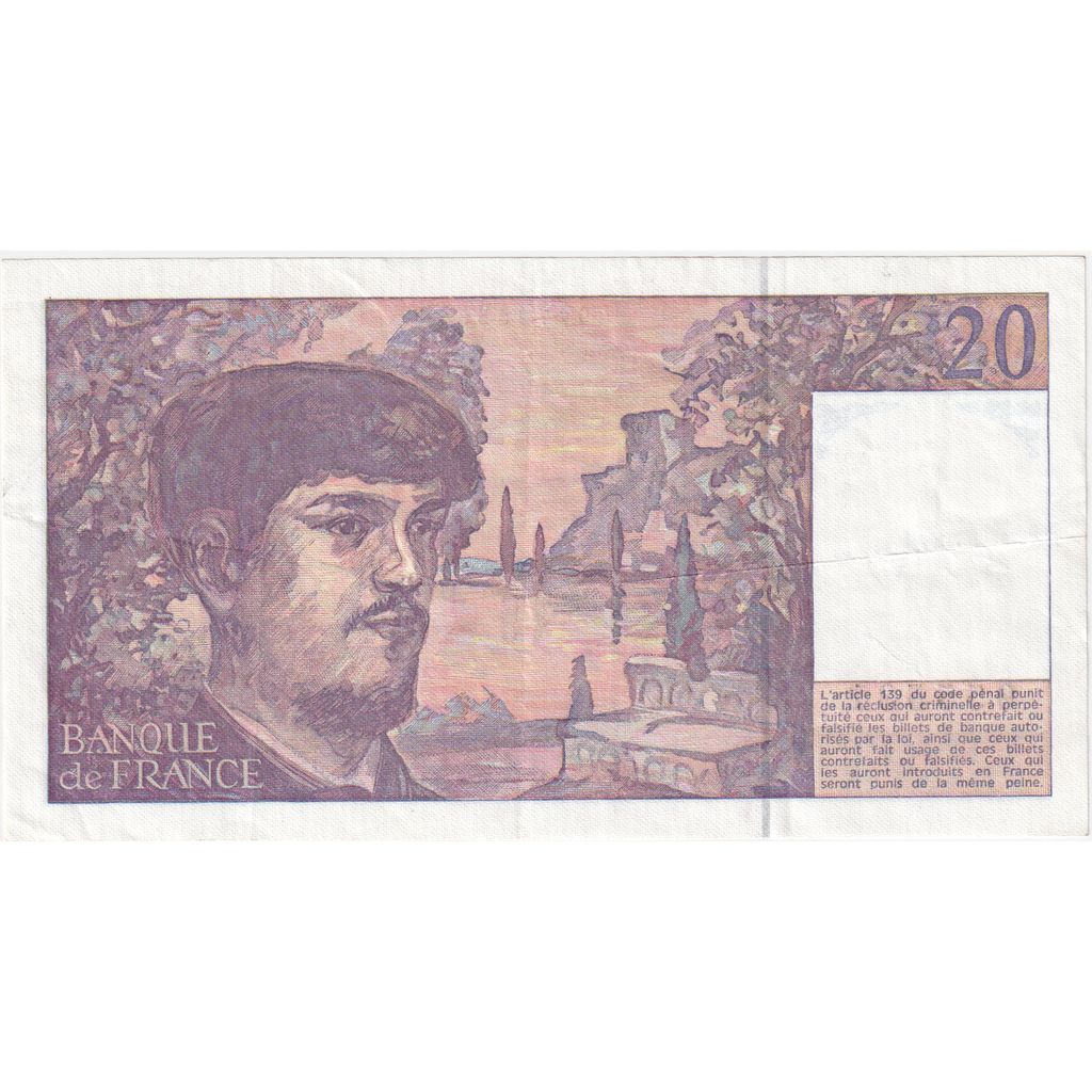 Francia, 20 Francs, Debussy, 1992, S.037955531, BB, Fayette:66bis.3, KM:151f