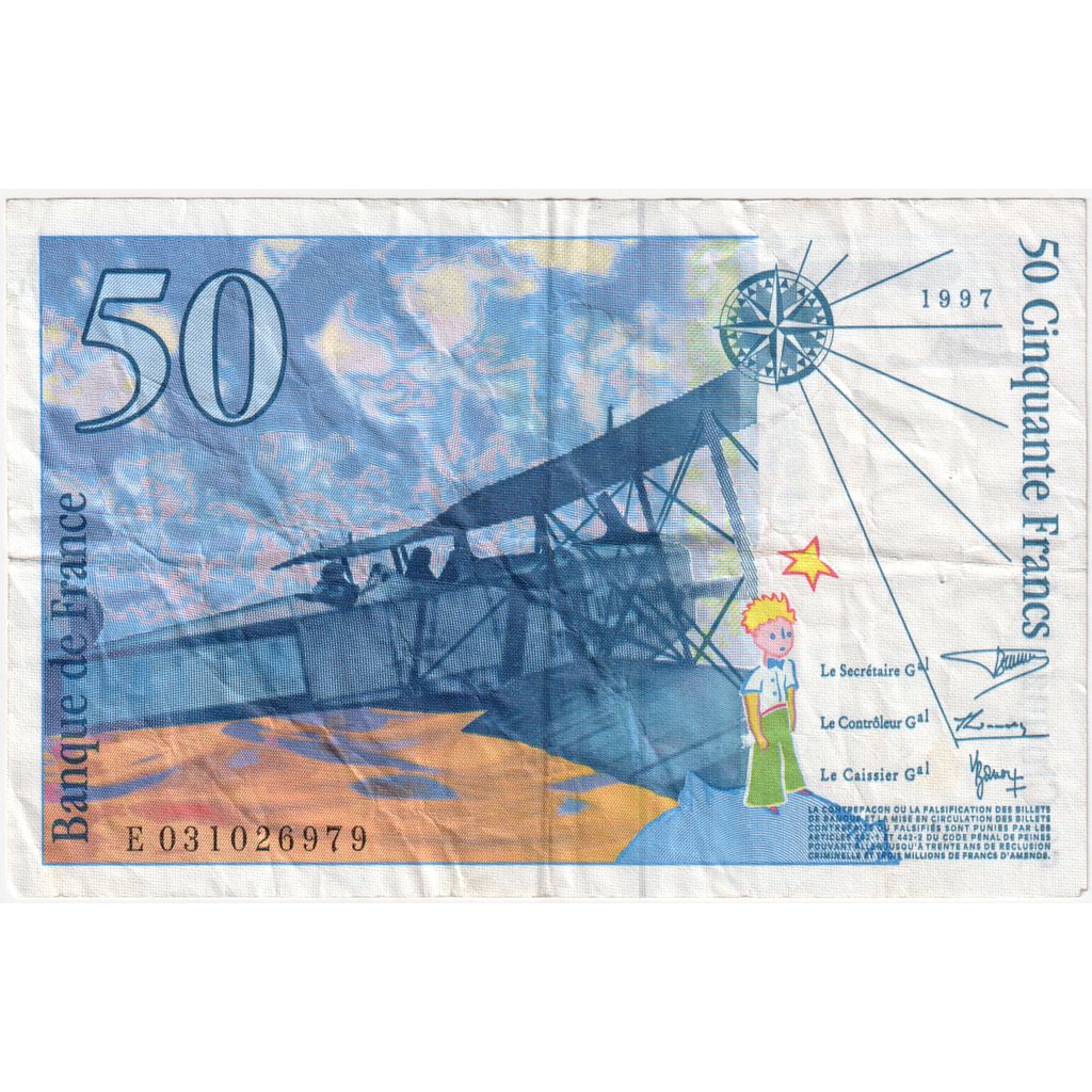 Frankrijk, 50 Francs, St Exupéry, 1997, E031026979, TB+, Fayette:73.4, KM:157Ad