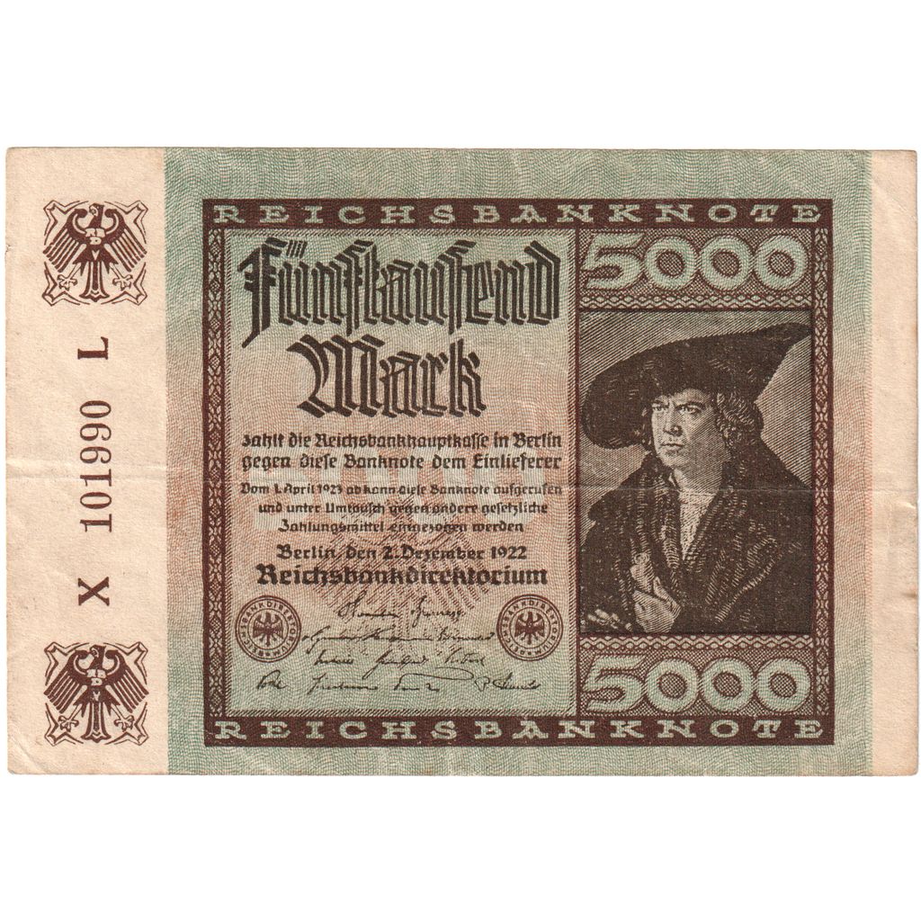 Germany, 5000 Mark, 1922, 1922-12-02, KM:81a, EF(40-45)