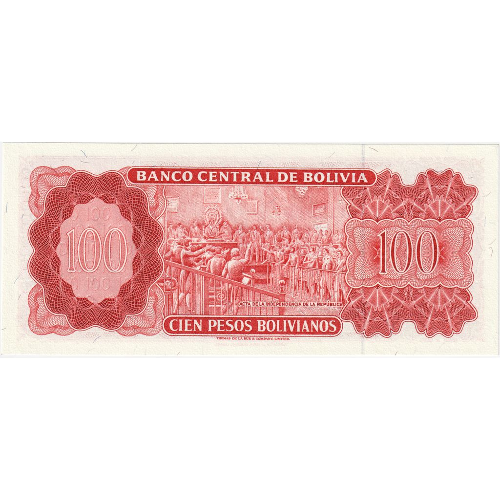 Bolivia, 100 Pesos Bolivianos, 1962, 1962-07-13, KM:163a, FDS