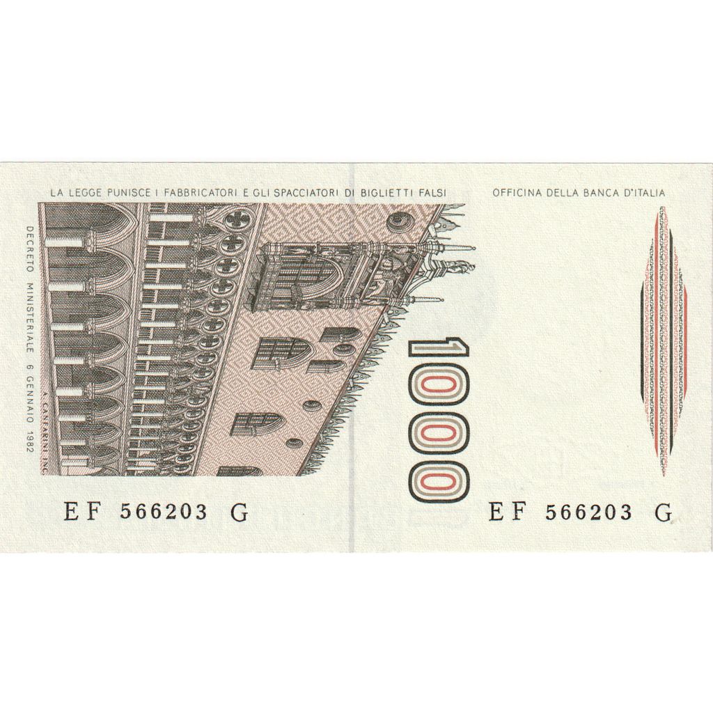 Italy, 1000 Lire, 1982, 1982-01-06, KM:109b, UNC(65-70)