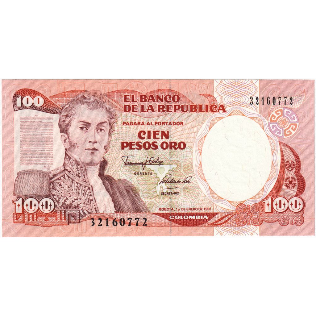 Colombia, 100 Pesos Oro, 1991, 1991-01-01, KM:426A, NIEUW