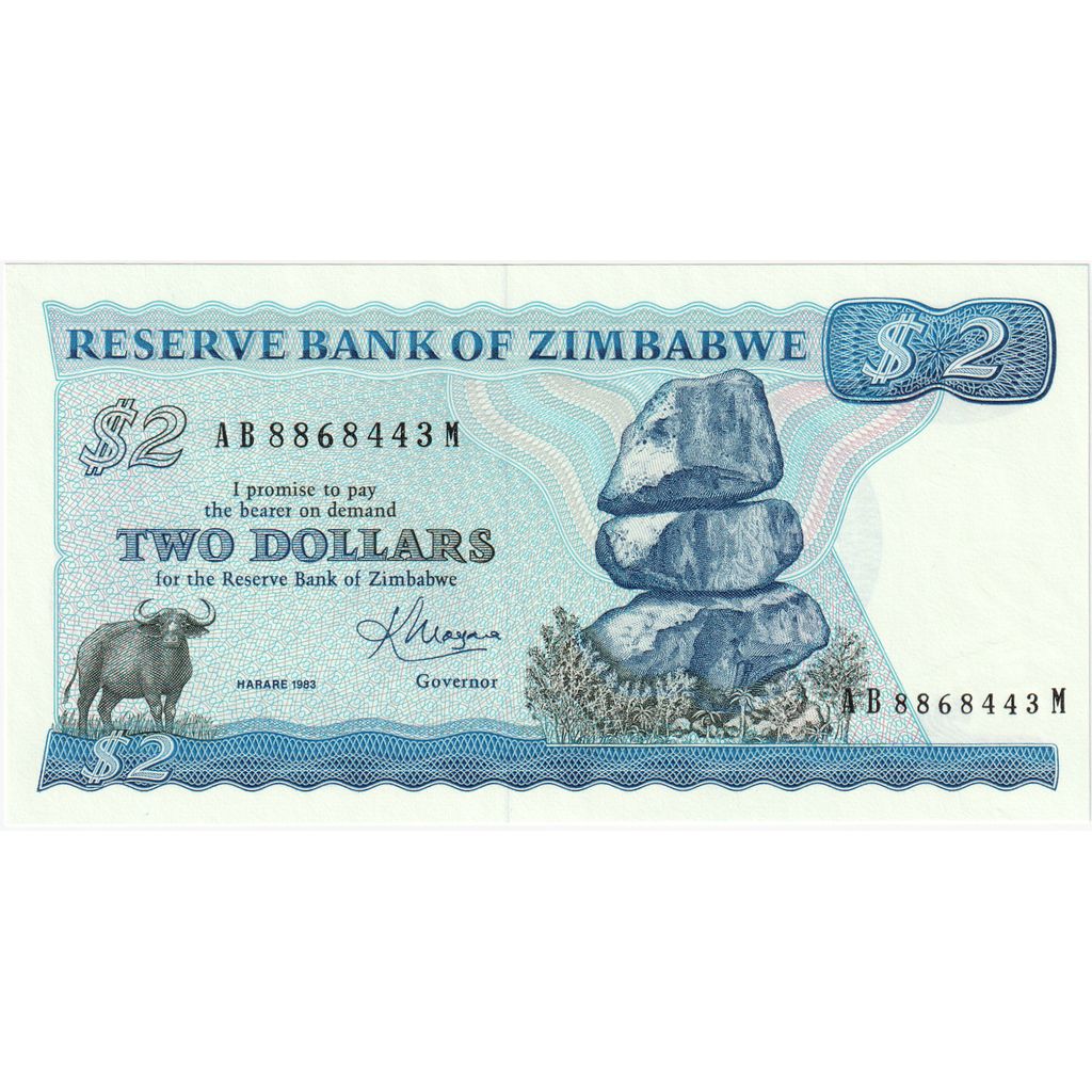 Zimbabwe, 2 Dollars, 1983, KM:1b, NIEUW