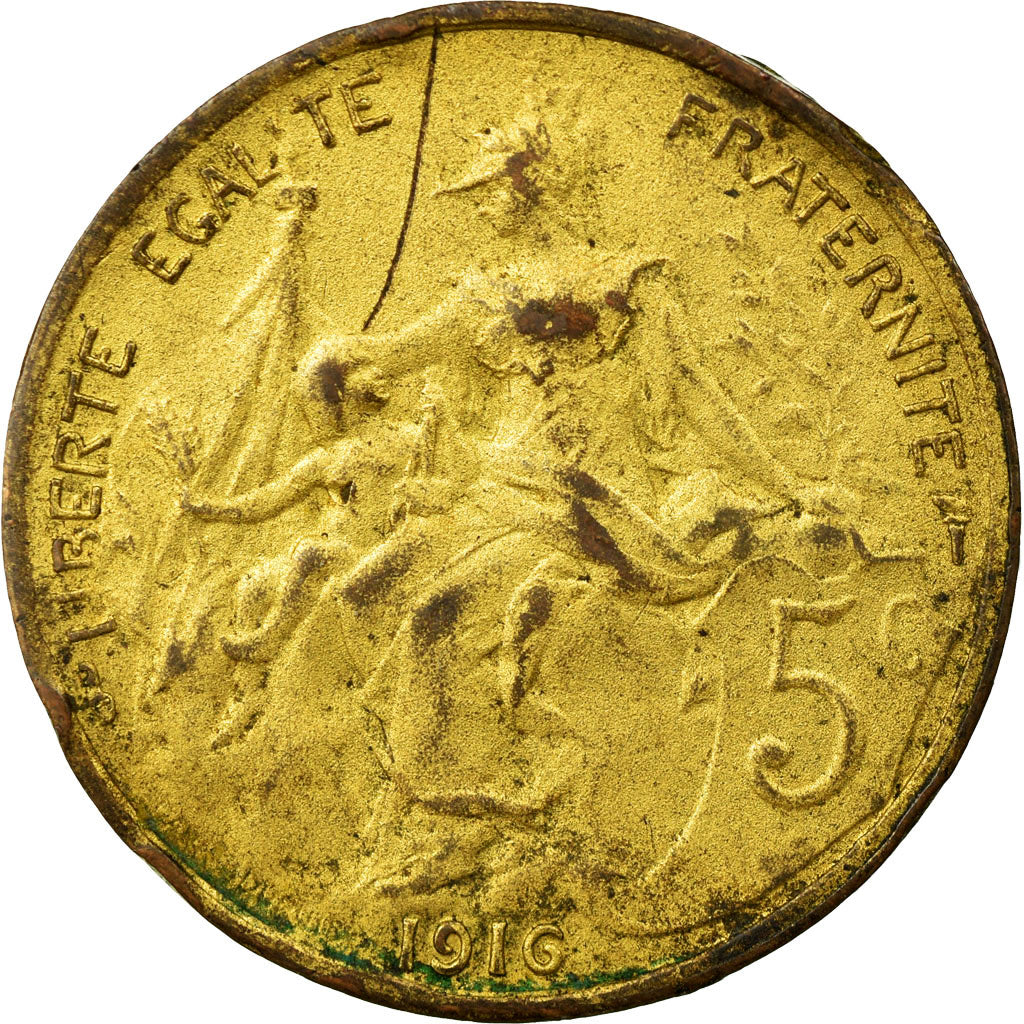 France, 5 Centimes, Dupuis, 1916, Bronze, AU(55-58), Gadoury:165