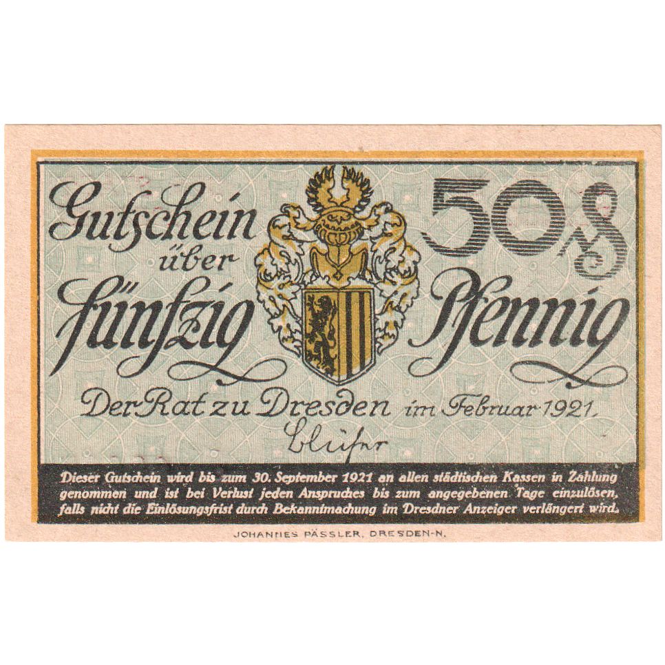 Deutschland, 50 Pfennig, DRESDEN, UNZ