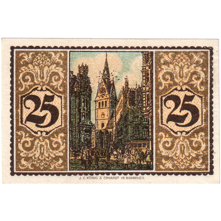 Germania, Hannover, 25 Pfennig, Eglise, 1921, 1921-07-01, SPL, Mehl:572.1