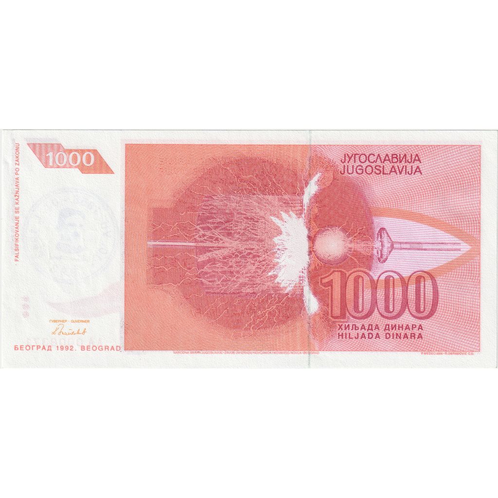 Jugoslawien, 1000 Dinara, 1992, KM:114, UNZ