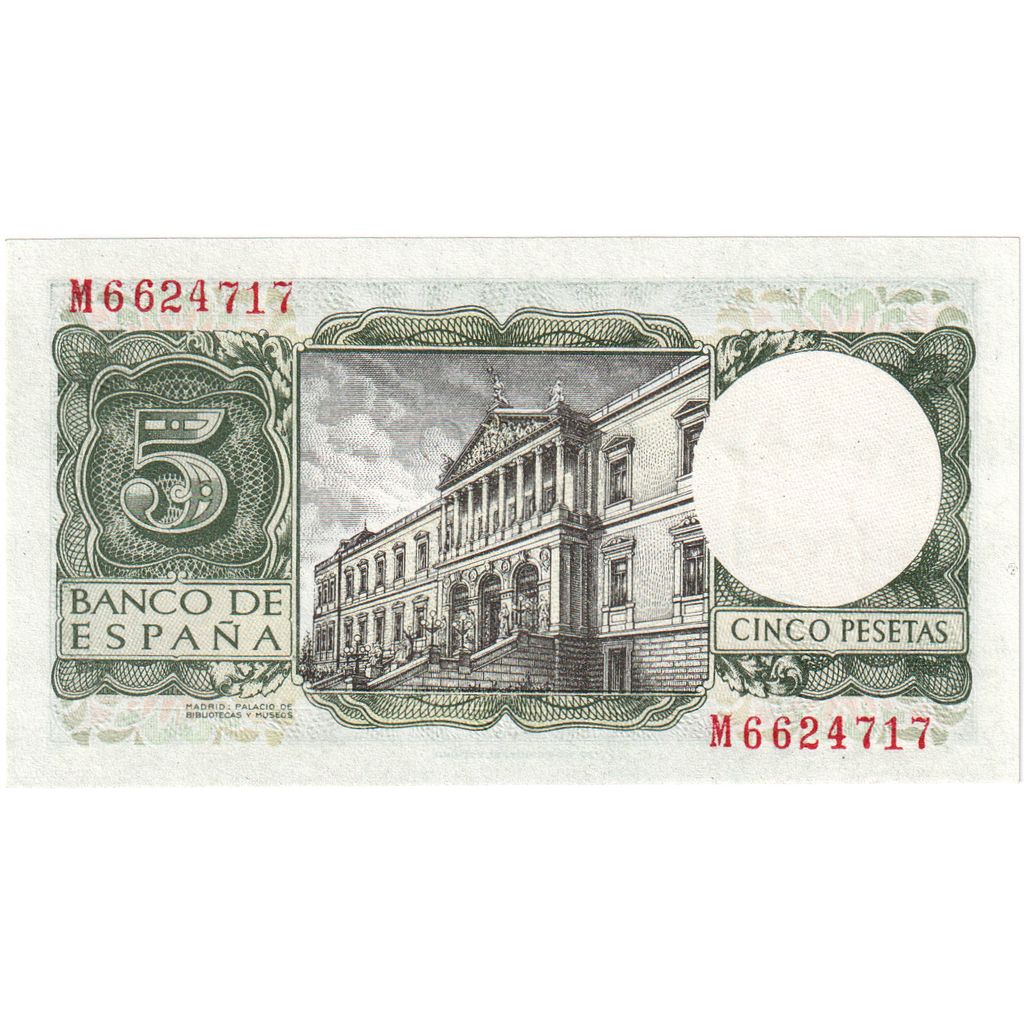 Banconote, Spagna, 5 Pesetas, 1954, 1954-07-22, FDS