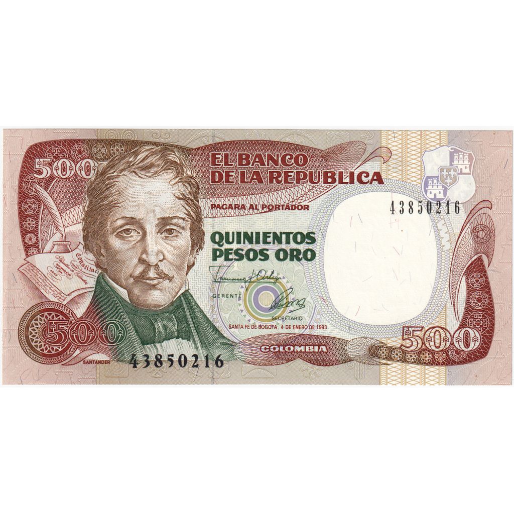 Colombia, 500 Pesos Oro, 1993, 1993-01-04, KM:431A, UNC(65-70)