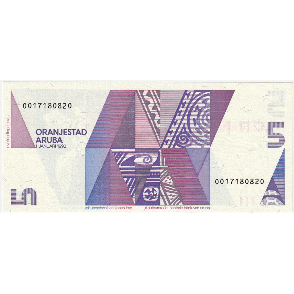 Aruba, 5 Florin, 1990, 1990-01-01, KM:6, UNC(65-70)
