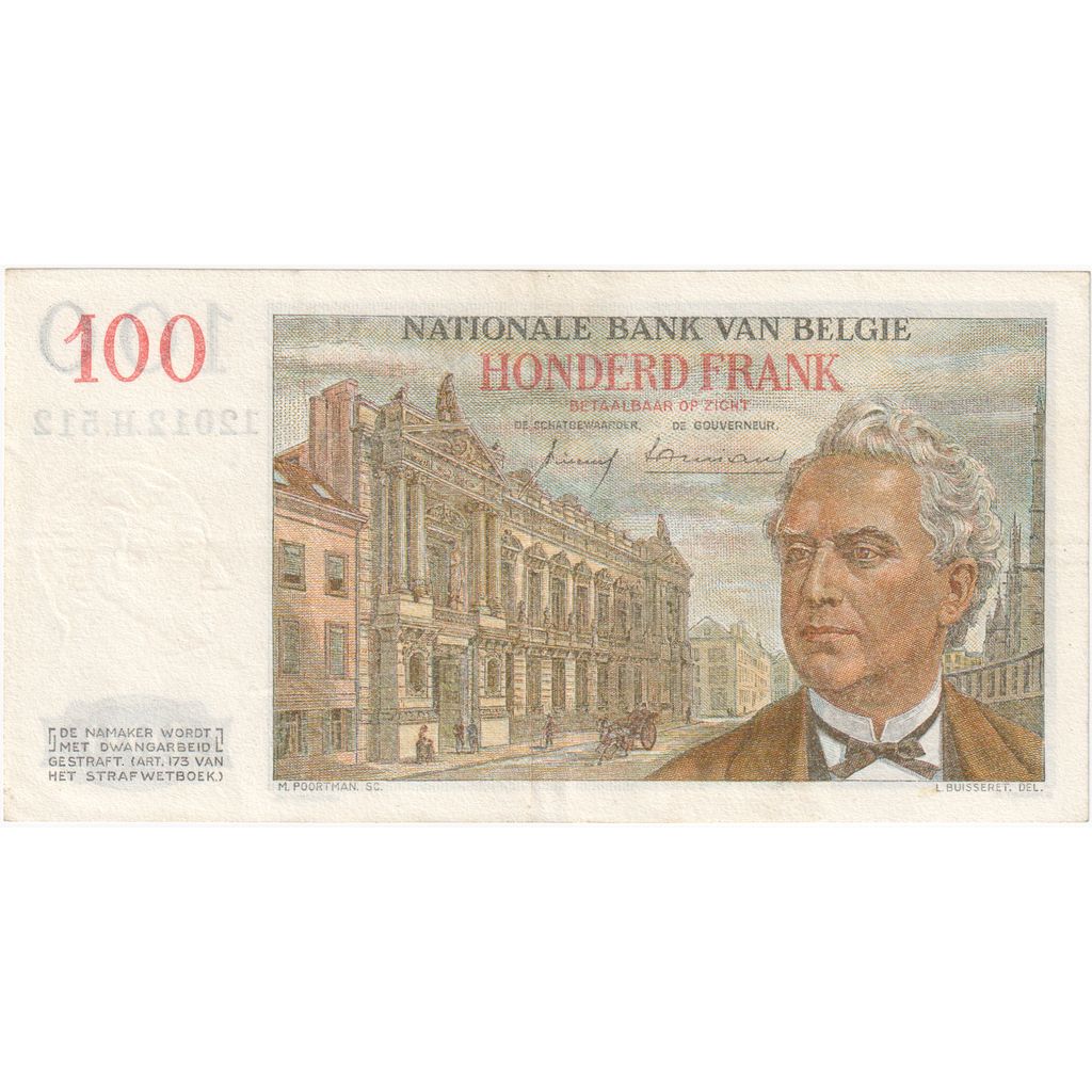 Belgium, 100 Francs, 1958, 1958-04-21, KM:129c, AU(50-53)