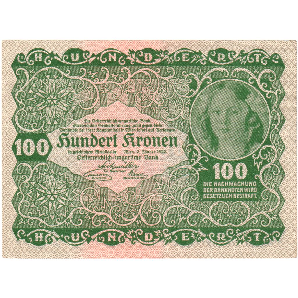 Austria, 100 Kronen, 1922, 1922-01-02, KM:77, EF(40-45)